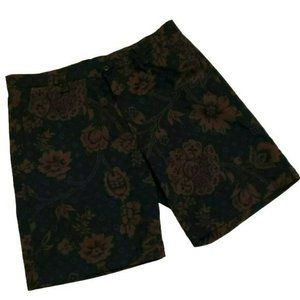 Etro Bermuda Shorts Italy Black Brown Floral Women's 50 10 12 10-12 Large NWT